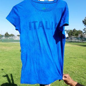 Vintage College Style ITALIA Logo Soccer T shirts Women/Men  SML BLUE ITALY NEW